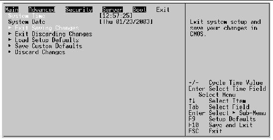 Screen capture of BIOS Setup Utility Exit Screen.