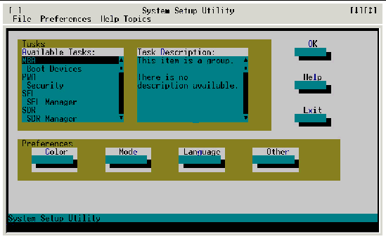 Screen capture of the System Setup Utility main window.