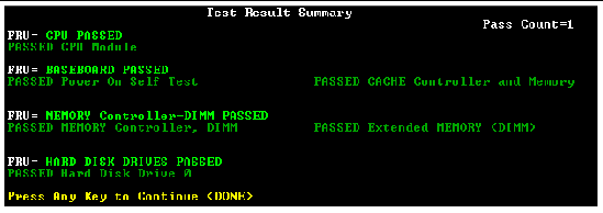 Screen capture of sample PCT test progress messages displayed as the tests progresses.