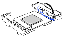 Figure showing the direction to move the CPU socket locking lever to close it.