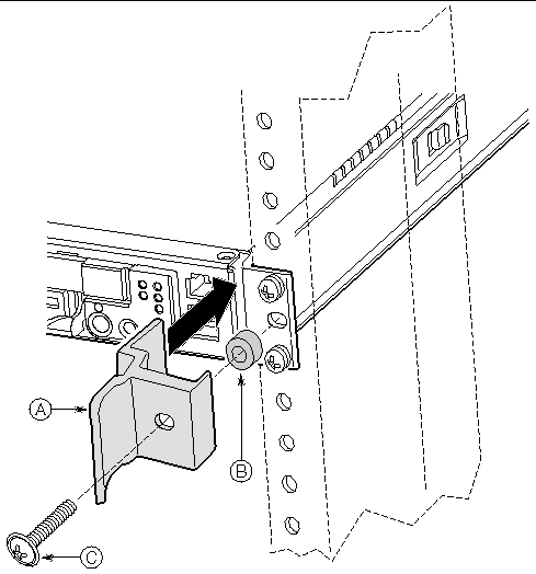 Figure showing how to attach a chassis handle to a center post.