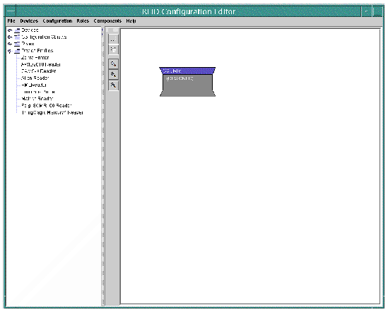 Screen capture of RFID Configuration Manager showing the Device Profile node expanded in the navigation tree.