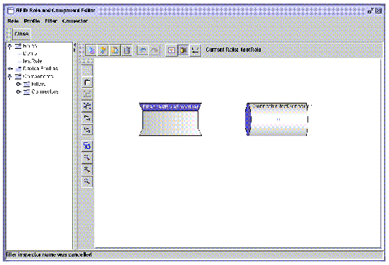 Screen capture showing the drawing pane containing the newly added Filter and Connector images.