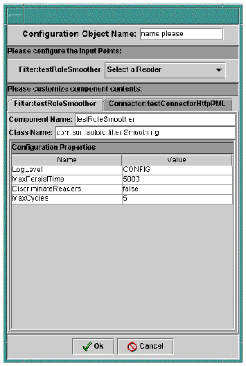 Screen capture showing the Configuration Object dialog.