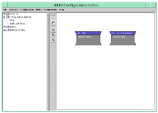 Screen capture showing the RFID Configuration Editor with the newly added Configuration Object in the drawing pane.