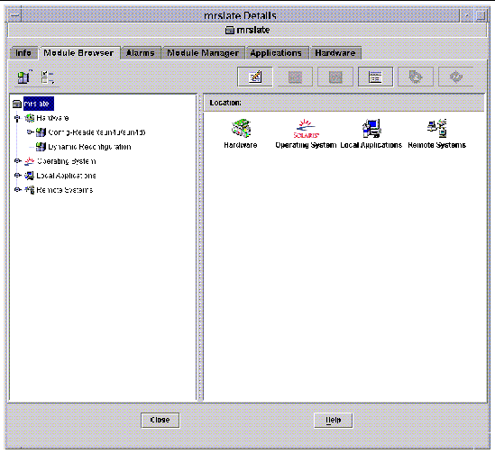 Screen capture of the Details window, showing the dynamic reconfiguration module in the Module Browser tab, under the Hardware icon. 