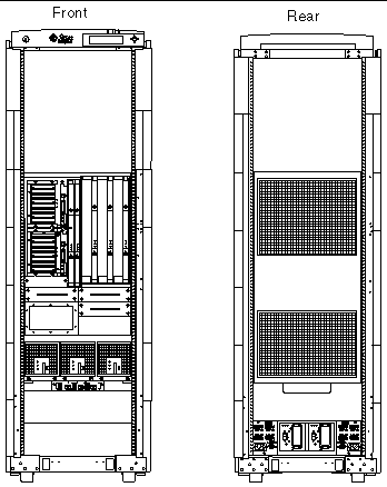 Front and rear views of the sunfire 4810 System Mounted in Optional Sun Fire Cabinet