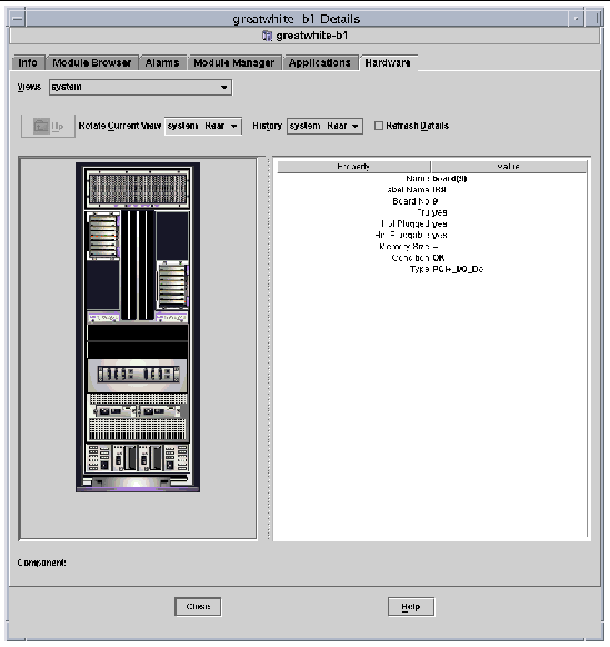 Screen capture of a physical view of a PCI+ board in a domain. 