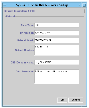 Screen capture of the System Controller Network Setup panel. 