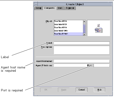 Screen capture of the Composite tab in the Create Topology Object window. 