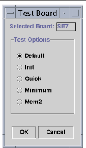 Screen capture of the Test Board panel. 