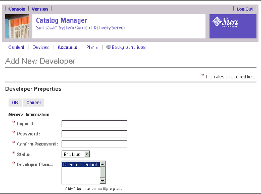 Adding information for a new developer account