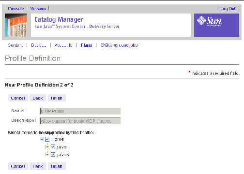 Specifying items included for a new developer profile