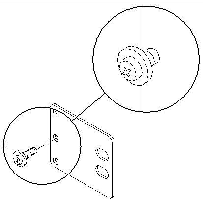 Figure showing how to install a screw on the rear plate's shallowest rack position.