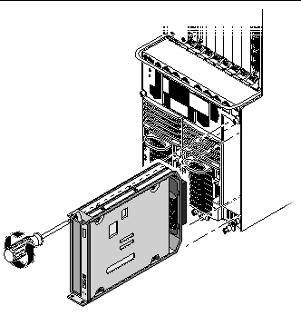 Figure showing the location of the removeable media module in the Netra CT 810 server.