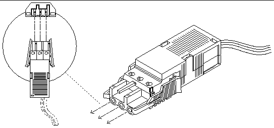 Figure showing how to connect the DC input power cable to the DC connectors.