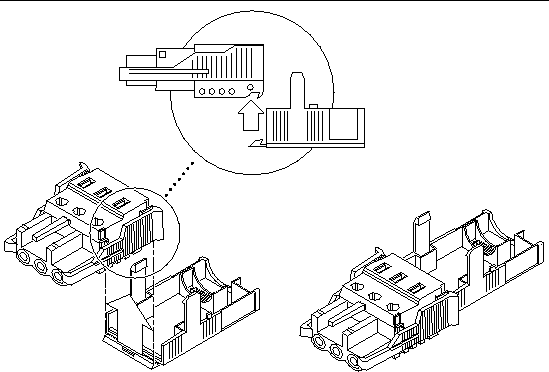 Figure showing how to insert the bottom portion of the strain relief housing.