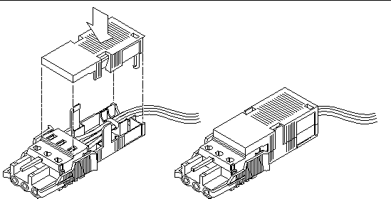 Figure showing how to assemble the strain relief housing.