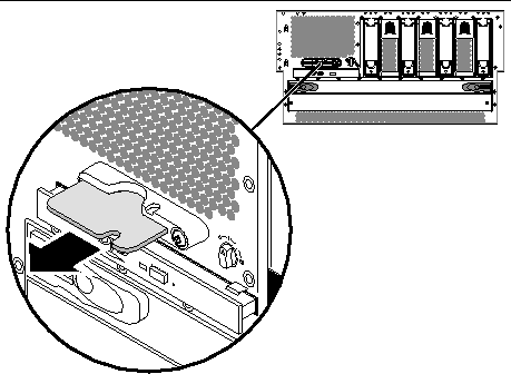 Figure showing how to remove the system configuration card from the system configuration card reader.