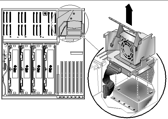 Figure showing how to remove the fan tray 3 assembly from the server.