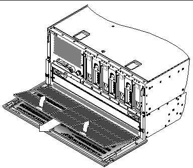 Figure showing how to remove the air filter from the front door panel.