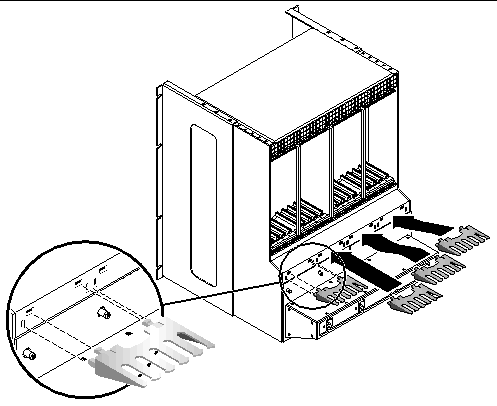 Figure showing how to install the cable management brackets onto the chassis.