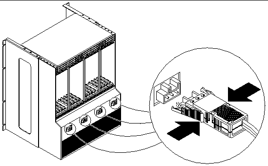 Figure showing the location of the DC connectors at the rear of the chassis.