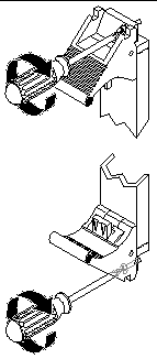 Figure showing how to tighten the ejection lever captive screws.