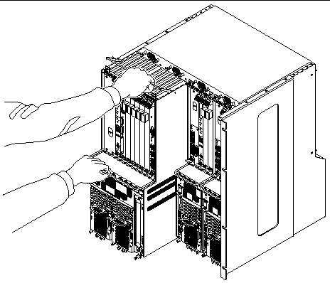 Figure showing how to install a Netra CT 810 server in a chassis.