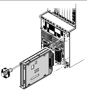 Figure showing the location of the removeable media module in the Netra CT 810 server.