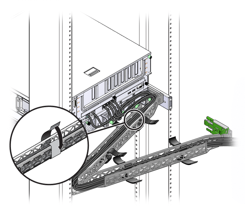Figure showing how to secure cables inside
the CMA.