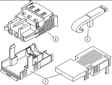 Figure showing the DC input plug, cage clamp
operating lever, and strain relief housing.