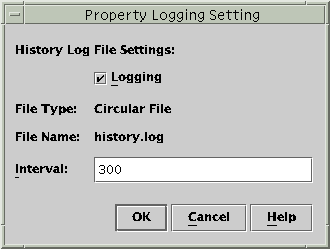 Dialog box titled Property Logging Setting. The context describes the graphic.