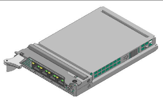 Illust ration shows the the Sun Quad GbE UTP x8 PCIe ExpressModule.