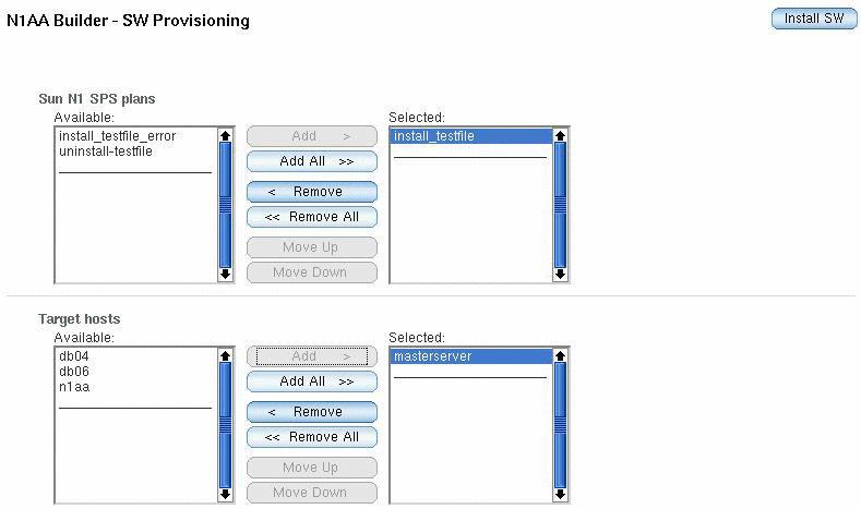 N1 AA Builder software provisioning interface
