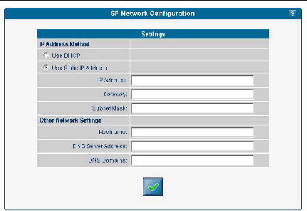 Figure showing SP Network Configuration screen.