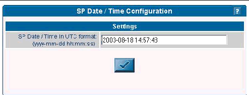 Screenshot showing SP Date/Time Configuration screen.