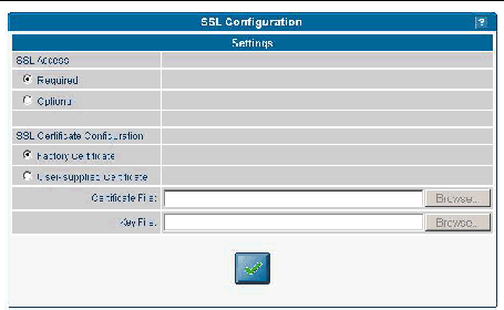 Screenshot showing the SSL Configuration screen.