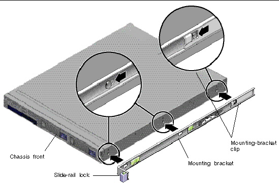 Graphic showing alignment of the mounting bracket with the chassis locating pins.