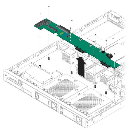 Figure showing removal of the SATA backplane.