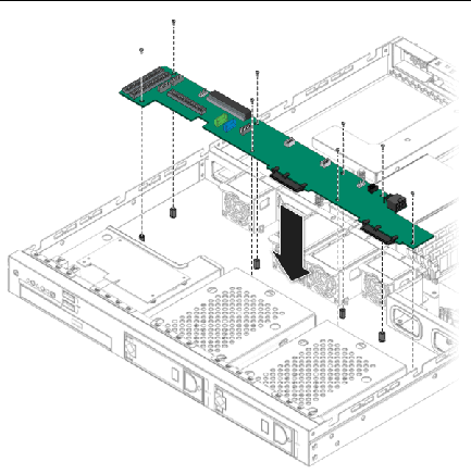 Figure showing installation of the SATA backplane.