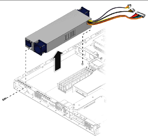 Figure showing removal of the power supply.