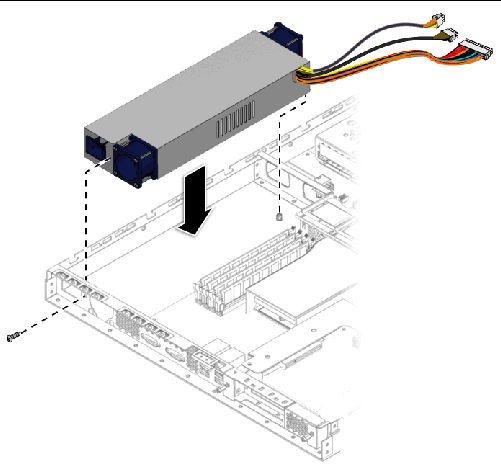 Figure showing installation of the power supply.