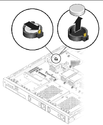 Figure showing removal of the system battery.