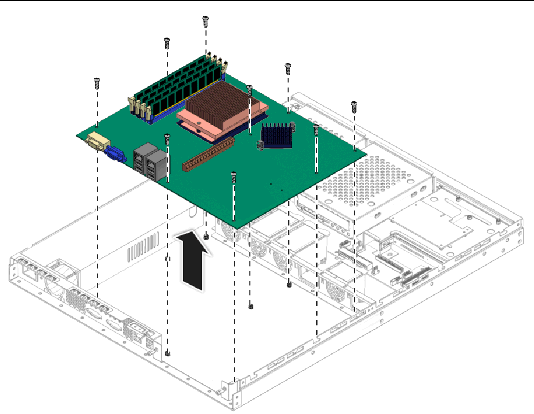 Figure showing removal of the motherboard.