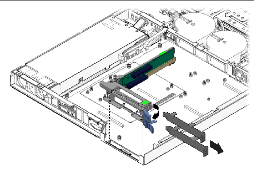 Figure showing removal of the filler panel from the riser assembly.