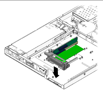 Figure showing installaiton of the PCIe card riser assembly.