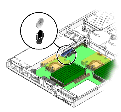 Figure showing removal of the system battery.