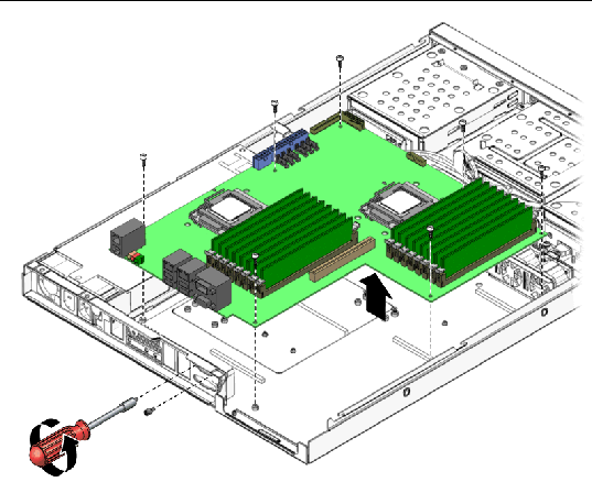 Figure showing removal of the motherboard.