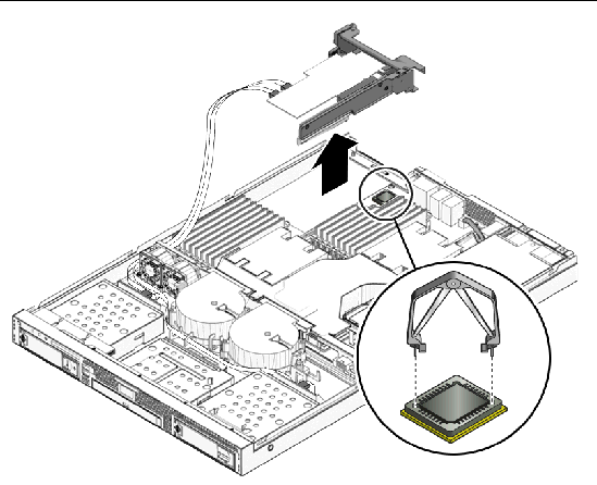 An illustration showing the location and extraction of the firmware PROM.